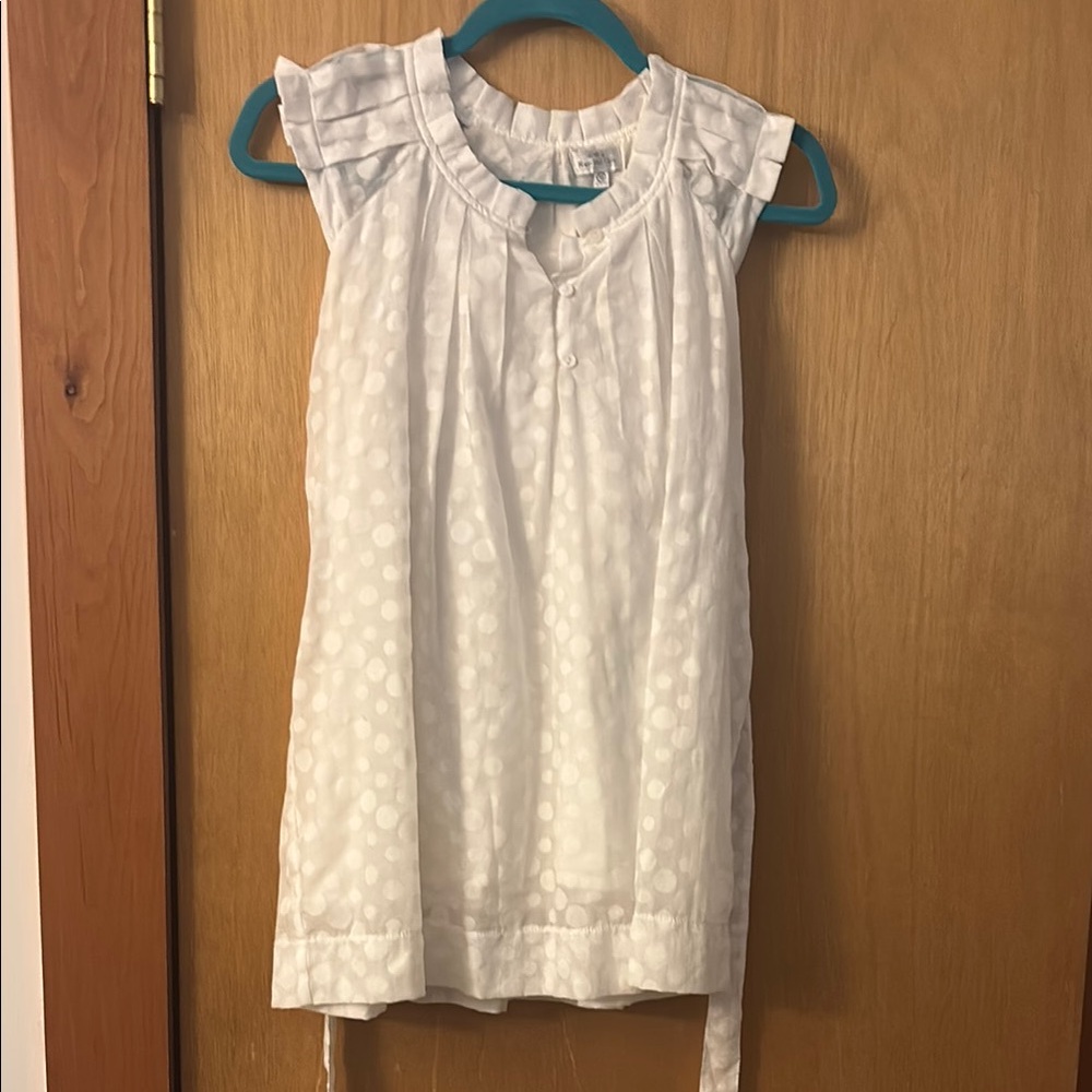 Mayoral chic sz 18 lined White Polka Dot Blouse
